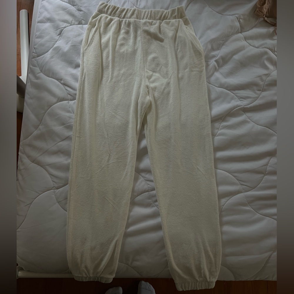 Zara white terry cloth joggers